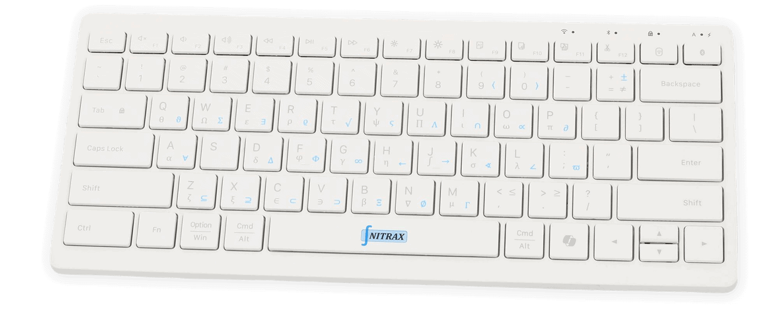 Front view of the Nitrax Mathematical Keyboard with math symbols printed on the keys
