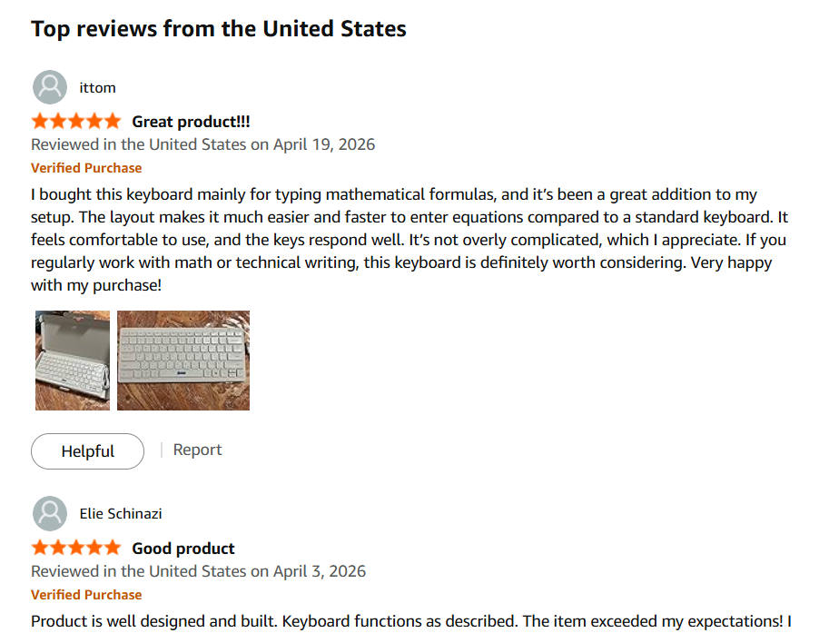 Amazon customer reviews for the Nitrax Mathematical Keyboard